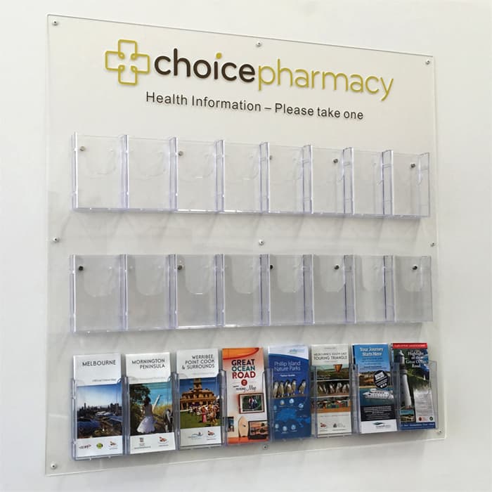 DL Brochure Display Board with Title for Pharmacy